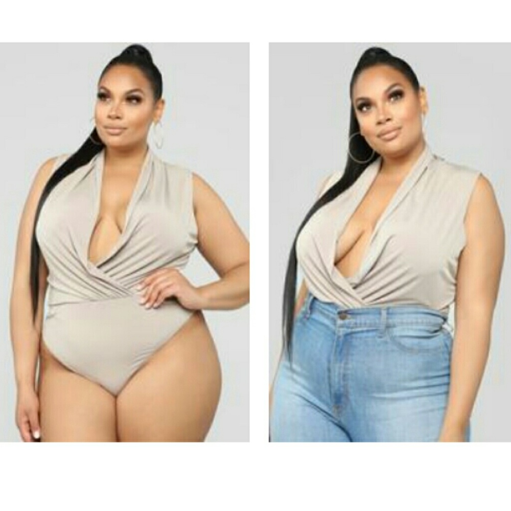 Fashion Nova Taupe Bodysuit 2x Plus